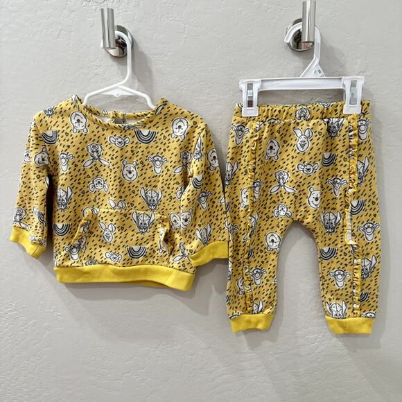 Disney Baby Yellow Winnie the Pooh Bear Sweatsuit Set - Picture 1 of 10